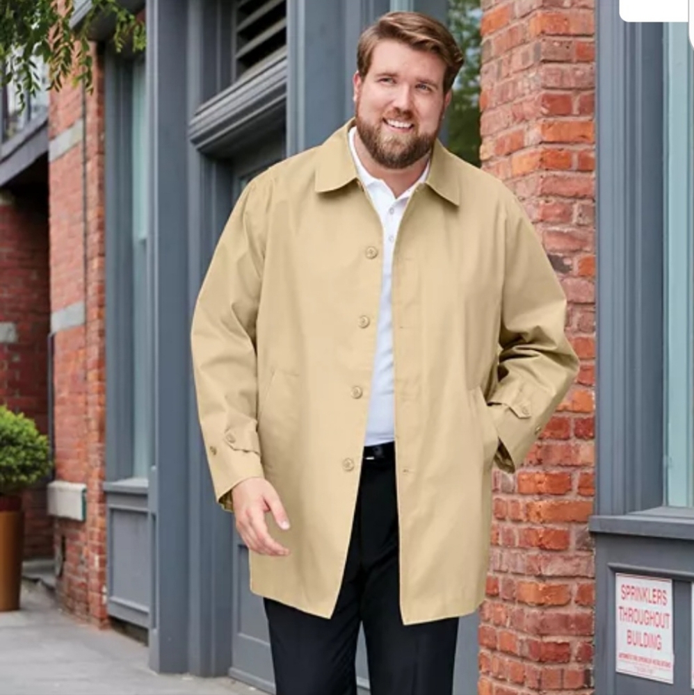 KingSize Men's Big & Tall XL Water Resistant Trench Coat Khaki